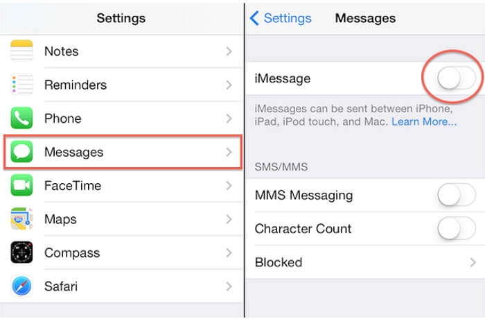 Turn Off Imessage Feature