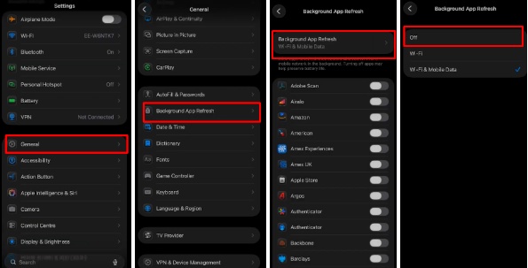 Hintergrundaktualisierung deaktivieren oder nur über WLAN nutzen