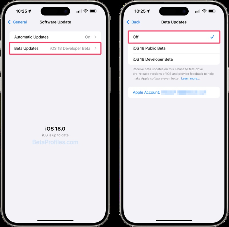 Beta-Updates in den Einstellungen deaktivieren