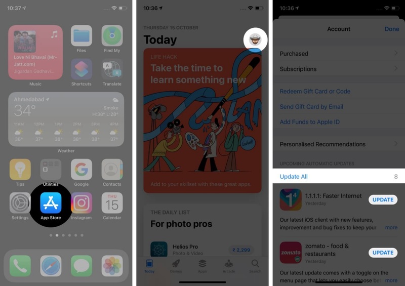 تحديث جميع التطبيقات في App Store