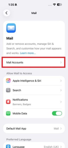 Accessing Mail Accounts