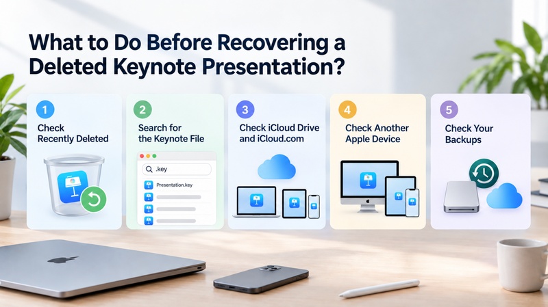 actions before recovering a deleted keynote presentation
