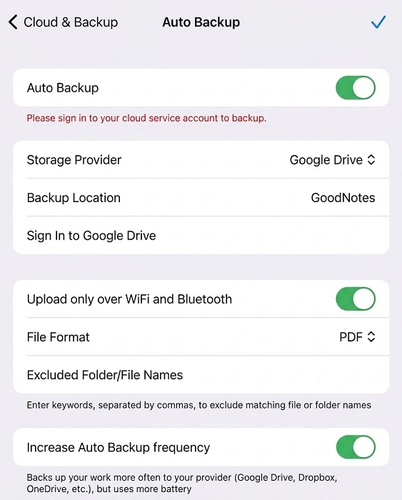 check goodnotes automatic backup