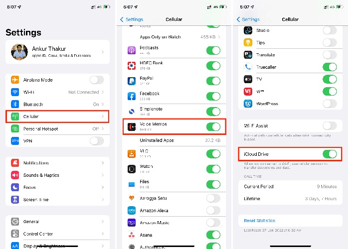 check icloud sync for voice memos