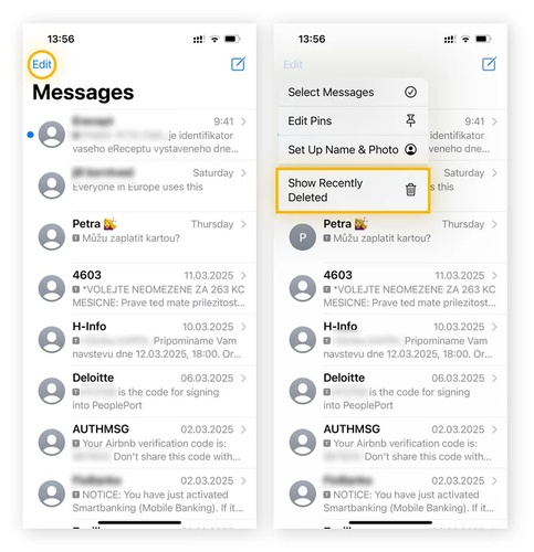 Check Recently Deleted Messages
