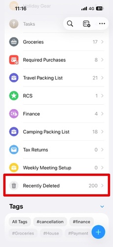 Check the Recently Deleted Folder