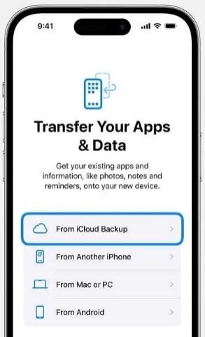 Choose Restore from Icloud Backup
