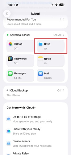 icloud drive sync settings check