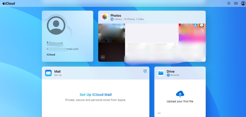 Icloud Main Dashboard