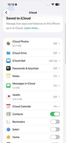 Icloud Sync Data Check