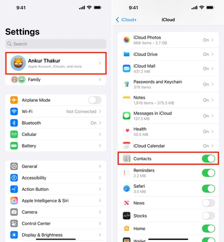 Ios Settings and Icloud Menu Interface