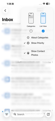 List View in Mail App