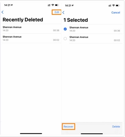 Recover recording to Voice Memos library