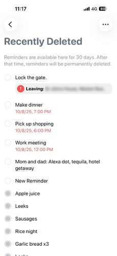 Restore Deleted Reminders
