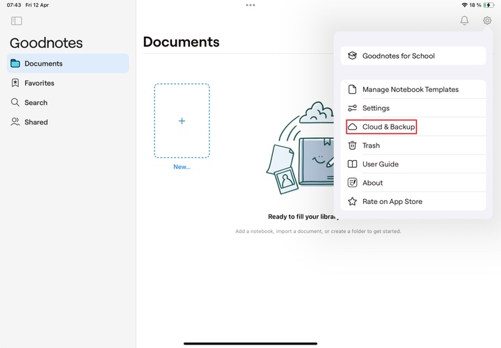 restore goodnotes from an icloud backup