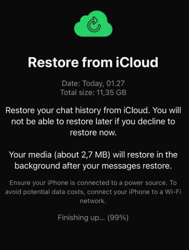 Restore Whatsapp Chats from an Icloud Backup