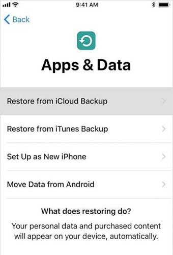 restore your iphone from an icloud backup