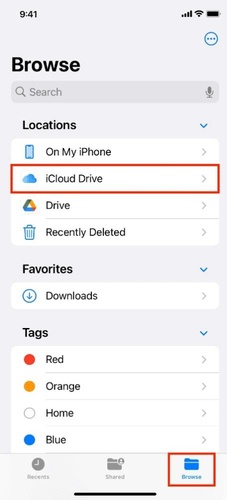 Select Icloud Drive
