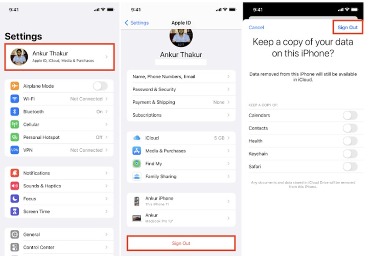 Sign Out and Sign Back into Icloud