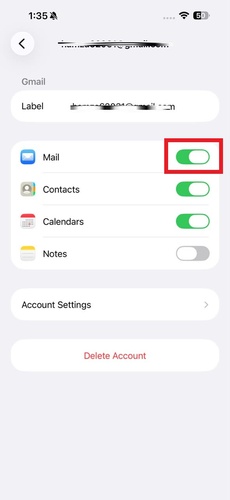 Toggling Mail Button to Fix Syncing