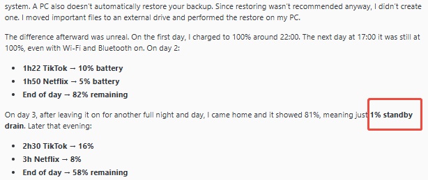 One Percent Drain After Full Idle