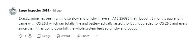 Recent Upgrade Slows A16 Chip Devices