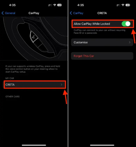 allow carplay while locked