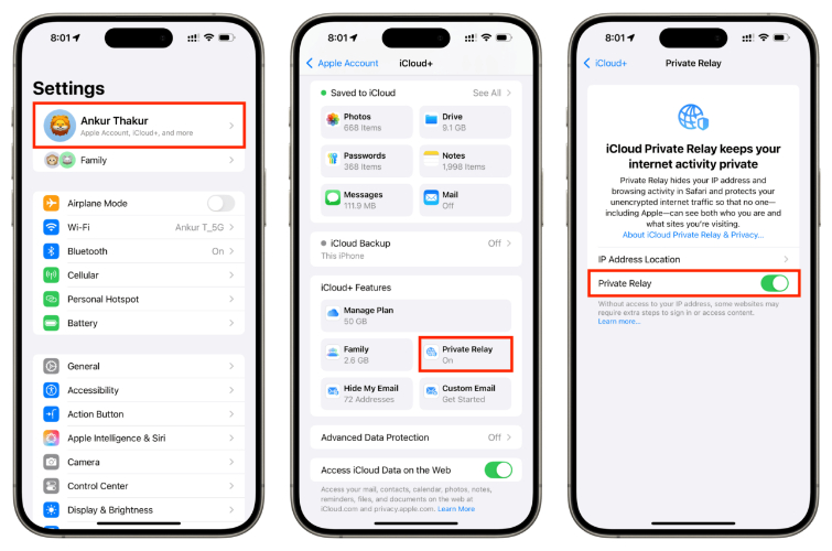 disable icloud privacy relay 