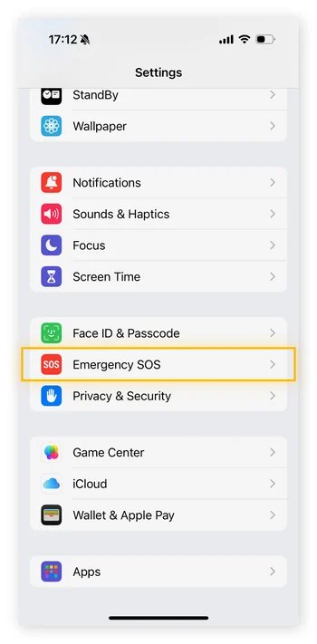 emergency sos on iphone 17