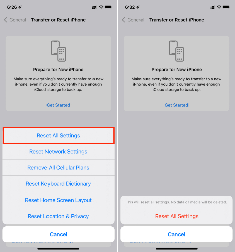 Reset Device Settings