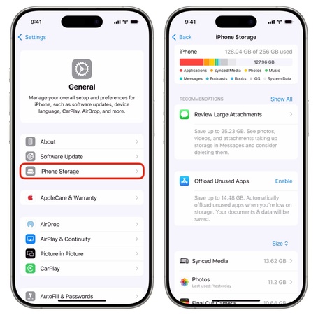 清除快取或重新安裝占用大量空間的 App