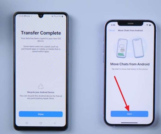 completing iphone data transfer and setup