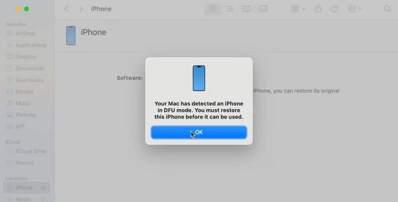 confirmar restauração do iPhone e reinstalação do iOS