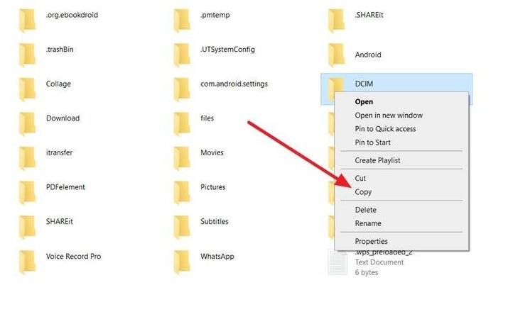 copying android files to pc folder