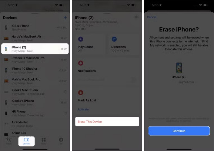 iCloud Bul üzerinden iPhone silme