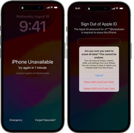 清除 iPhone 時選擇保留或刪除 eSIM