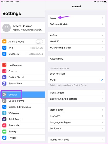 Open Settings General About