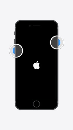 Seitentaste des iPhone Duo für einen erzwungenen Neustart gedrückt halten