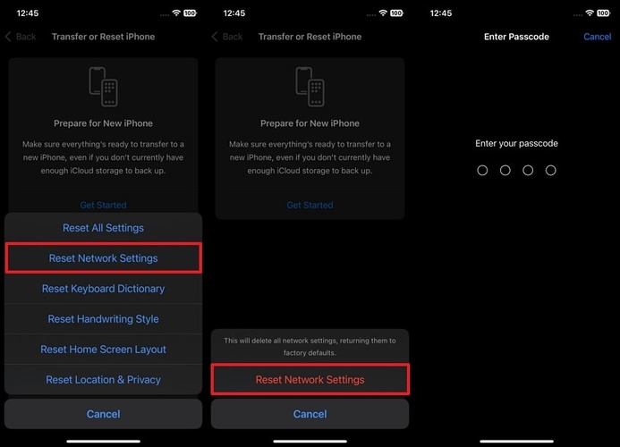 reset network settings