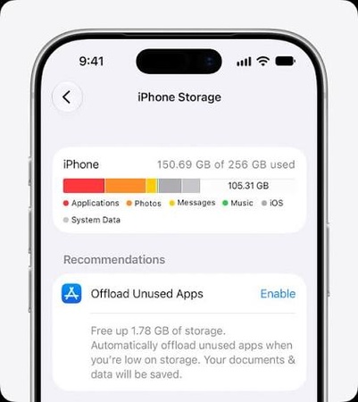select iphone storage wait for list