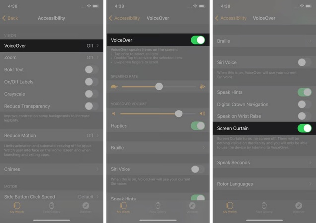 a Siri pode desativar o VoiceOver