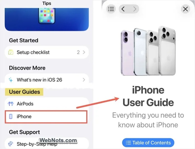 Model kılavuzuna erişmek için iPhone'a dokunma