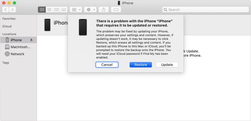 a atualização reinstala o iOS sem apagar os dados