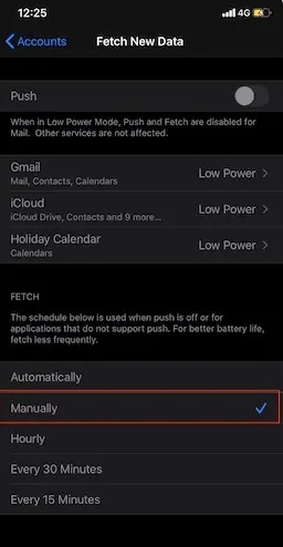 Disable Push to Fix Email Sync