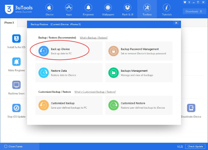 copia de seguridad con 3utools