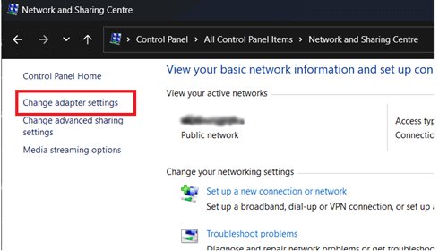 change adapter settings