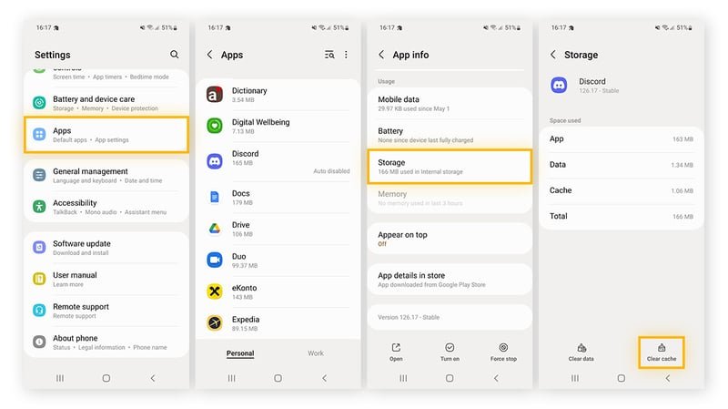  clear cache on android