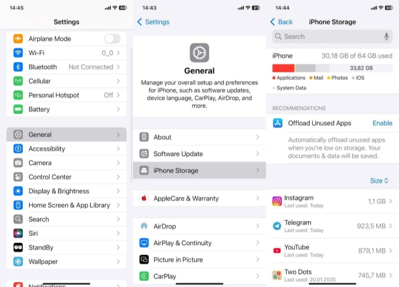 clear iphone storage