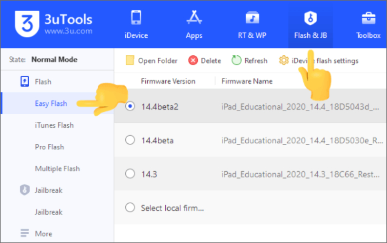 easy flashe with 3utools