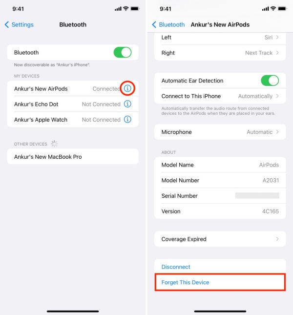 forget and re pair devices